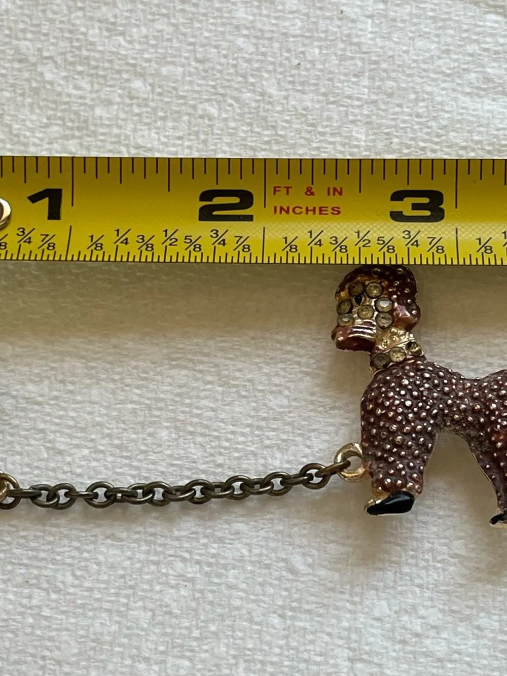 Vintage Pink Poodle Dog Brooch with Fire Hydrant Charm